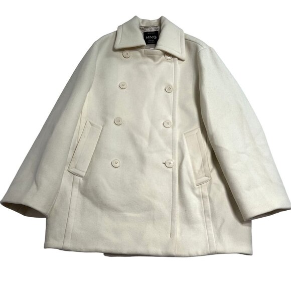 Mango SELECTION Double Breasted Virgin Wool Coat in Ecru - Picture 1 of 5